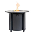 50000 BTU 30" Black Steel Propane Column Fire Pit With Cover