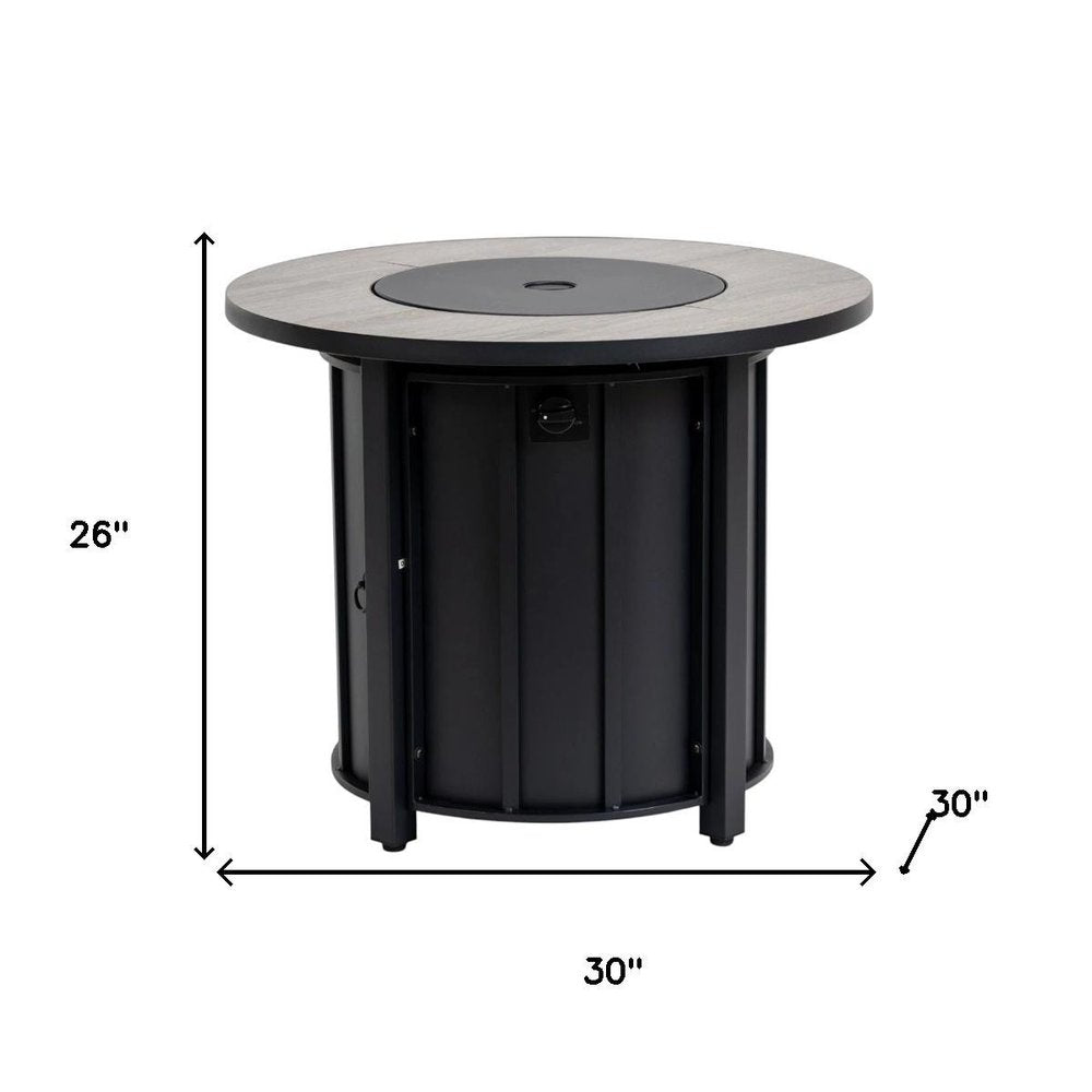 50000 BTU 30" Black Steel Propane Column Fire Pit With Cover