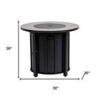 50000 BTU 30" Black Steel Propane Column Fire Pit With Cover