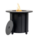 50000 BTU 30" Black Steel Propane Column Fire Pit With Cover