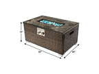 50000 BTU 32" Brown Rattan Propane Rectangular Fire Pit Table With Cover
