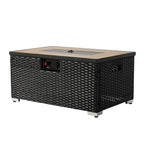 40000 BTU 32" Brown Wicker Propane Rectangular Fire Pit With Cover