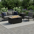 40000 BTU 32" Brown Wicker Propane Rectangular Fire Pit With Cover