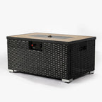 40000 BTU 32" Brown Wicker Propane Rectangular Fire Pit With Cover