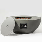 50000 BTU 37" Gray Steel Propane Round Fire Pit With Cover