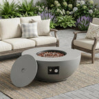 50000 BTU 37" Gray Steel Propane Round Fire Pit With Cover