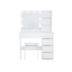 35" White Wood Five Drawer Vanity Table