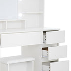35" White Wood Five Drawer Vanity Table