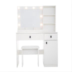 35" White Wood Two Drawer Vanity Table