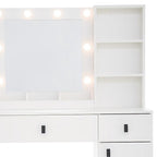 35" White Wood Two Drawer Vanity Table