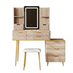 39" Brown Wood Eight Drawer Vanity Table