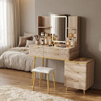 39" Brown Wood Eight Drawer Vanity Table