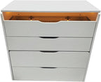 19" White Wood Mirrored Three Drawer Vanity Table