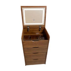 19" Walnut Wood Mirrored Three Drawer Vanity Table