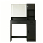35" Black Wood Two Drawer Vanity Table