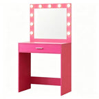 28" Pink Wood Mirrored Vanity Table