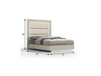 Gray Inlaid Panels Wood And Faux Leather Upholstered Queen Bed Frame