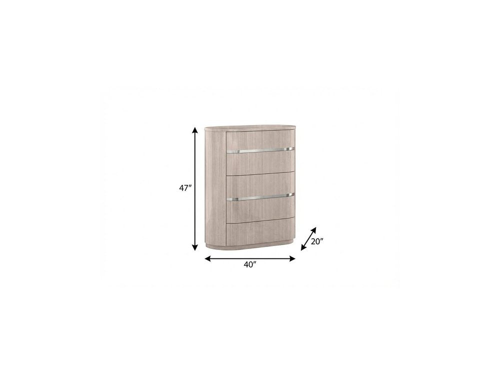40" Beige Wood Four Drawer Dresser