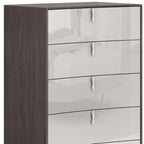 31" Chestnut And Light Gray Wood Five Drawer Dresser