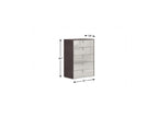 31" Chestnut And Light Gray Wood Five Drawer Dresser