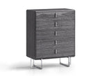 38" Gray Wood Five Drawer Dresser