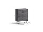 38" Gray Wood Five Drawer Dresser