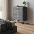 38" Gray Wood Five Drawer Dresser