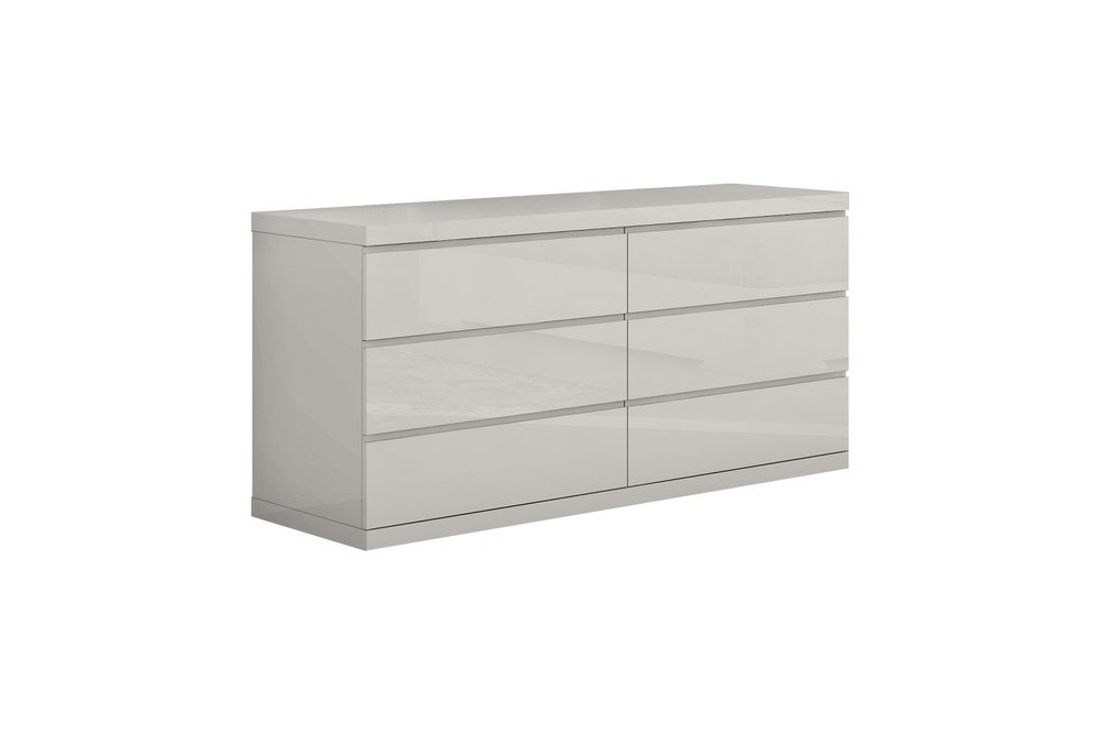 63" Gray Wood Six Drawer Double Dresser