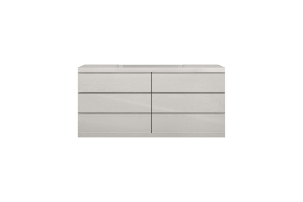 63" Gray Wood Six Drawer Double Dresser