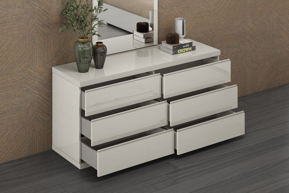 63" Gray Wood Six Drawer Double Dresser