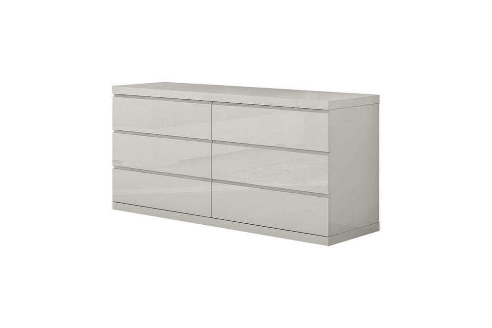 63" Gray Wood Six Drawer Double Dresser