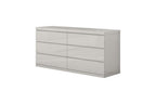 63" Gray Wood Six Drawer Double Dresser