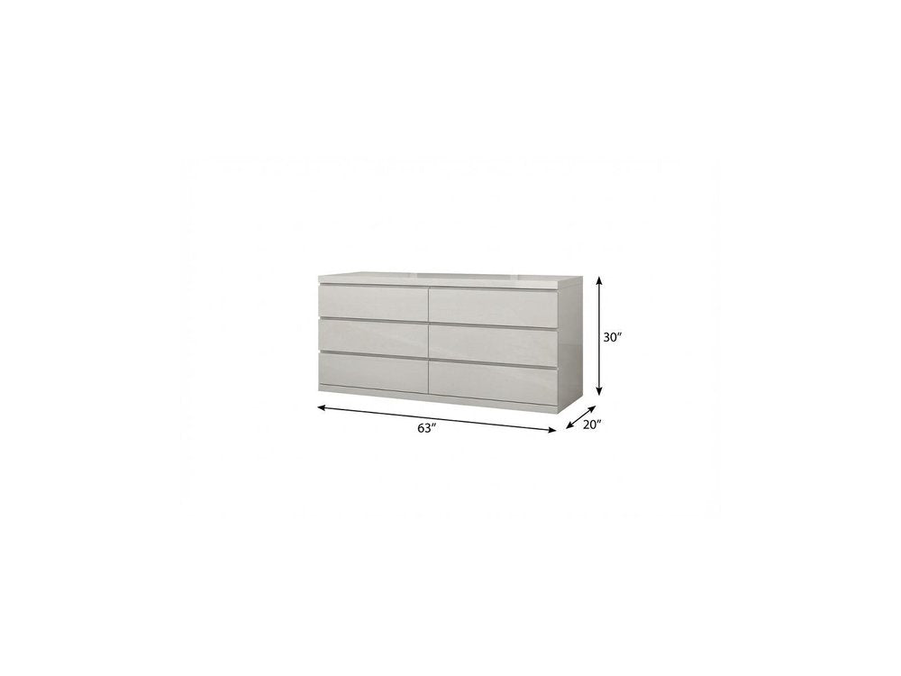 63" Gray Wood Six Drawer Double Dresser