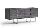 70" Gray Wood Four Drawer Double Dresser