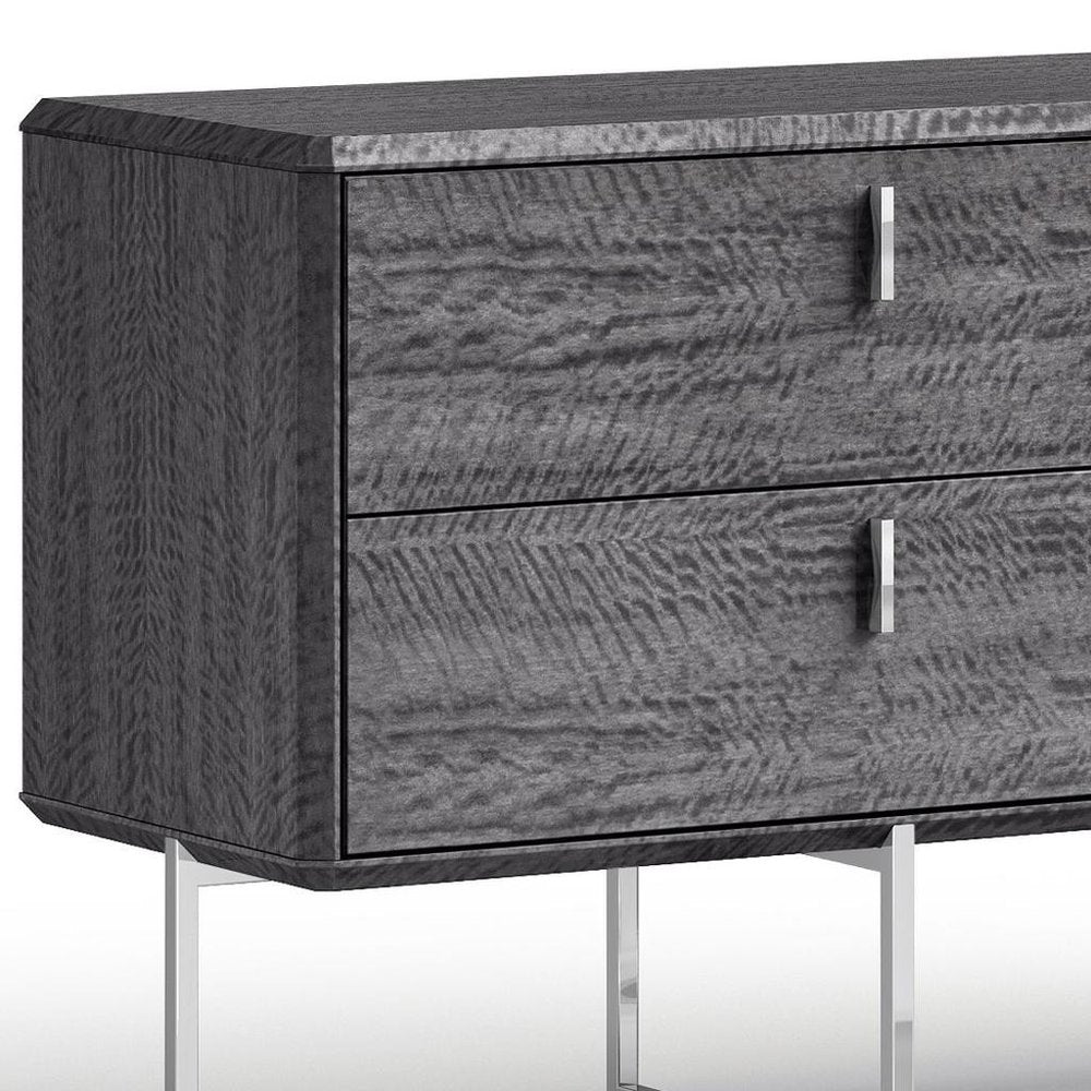 70" Gray Wood Four Drawer Double Dresser