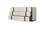 60" Light Gray And Walnut Wood Six Drawer Double Dresser