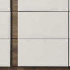 60" Light Gray And Walnut Wood Six Drawer Double Dresser