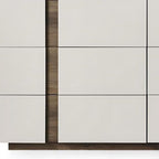60" Light Gray And Walnut Wood Six Drawer Double Dresser