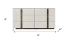 60" Light Gray And Walnut Wood Six Drawer Double Dresser
