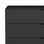 57" Black And Dark Gray Faux Marble and Wood Six Drawer Double Dresser