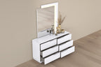 62" White Wood Six Drawer Double Dresser