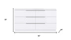 62" White Wood Six Drawer Double Dresser