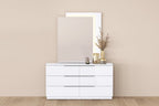 62" White Wood Six Drawer Double Dresser
