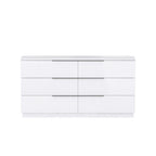 62" White Wood Six Drawer Double Dresser