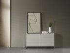 60" Light Gray And Walnut Wood Six Drawer Double Dresser