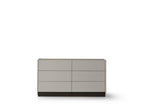 60" Light Gray And Walnut Wood Six Drawer Double Dresser
