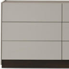 60" Light Gray And Walnut Wood Six Drawer Double Dresser