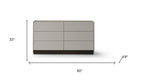 60" Light Gray And Walnut Wood Six Drawer Double Dresser