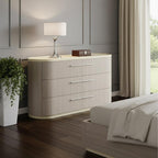 60" Beige And Oak Wood Six Drawer Double Dresser