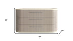 60" Beige And Oak Wood Six Drawer Double Dresser